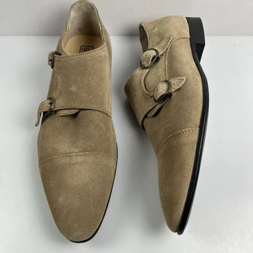 ASOS Tan Suede Leather Double Monkstrap Loafers Slip On Shoes Mens US Size 11